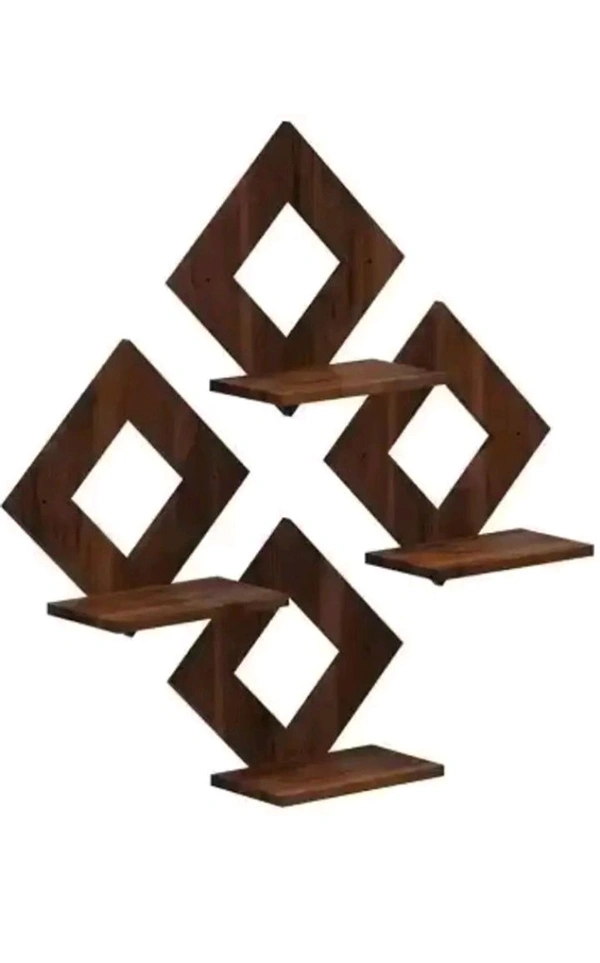 USD$10 RITIKCRAFTS  Pot Stand Set of 4 Piece Decorative Wooden Wall Hanging Decor (20 cm X 20 cm, Brown) rb.gy/3acys7