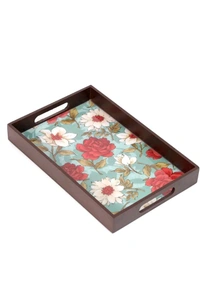 USD $ 13.00 MEHER COLLECTION DULI MDF Wood Enamel Coated Floral
Print Serving Tray for Home & Kitchen
12x8 Inch Tray rb.gy/8a9smj