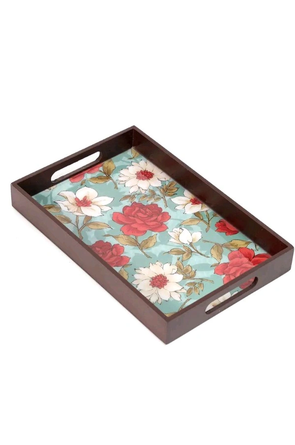 USD $ 13.00 MEHER COLLECTION DULI MDF Wood Enamel Coated Floral
Print Serving Tray for Home & Kitchen
12x8 Inch Tray rb.gy/8a9smj