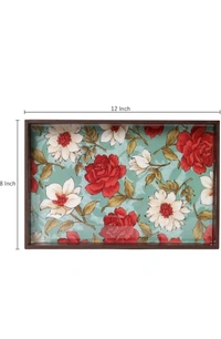 USD $ 13.00 MEHER COLLECTION DULI MDF Wood Enamel Coated Floral
Print Serving Tray for Home & Kitchen
12x8 Inch Tray rb.gy/8a9smj