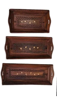 USD $ 15.00 DECORASIA INDIA DECORASIA Beautiful Handmade antique
wooden Tray (Pack of 3, Microwave Safe) rb.gy/32x0mz