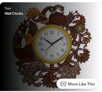 ZA0016 USD $ 12.00 D32 Kumawat colony Jhotwara Jaipur,302012 Name: A Wonderful  Two Brown Wood Peacock  (35Cmx32Cm) Wood Clock  Made In India rb.gy/tx9pb3
