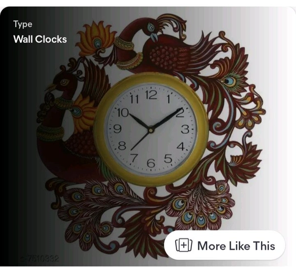 ZA0016 USD $ 12.00 D32 Kumawat colony Jhotwara Jaipur,302012 Name: A Wonderful  Two Brown Wood Peacock  (35Cmx32Cm) Wood Clock  Made In India rb.gy/tx9pb3