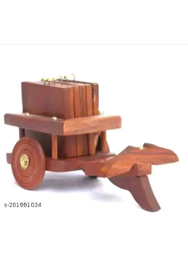 ZA0012 USD $ 10.00 Not Available Name: Wooden Antique Beautiful Wooden Bullock Cart Shaped Tea Coffee Coaster Set - Home Decor Handicrafts rb.gy/r4udly