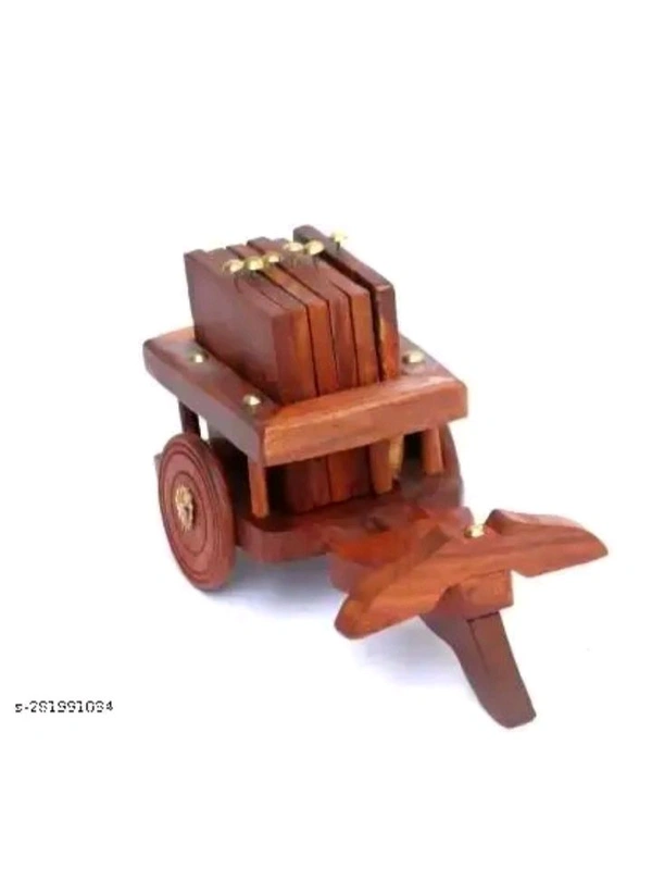 ZA0012 USD $ 10.00 Not Available Name: Wooden Antique Beautiful Wooden Bullock Cart Shaped Tea Coffee Coaster Set - Home Decor Handicrafts rb.gy/r4udly