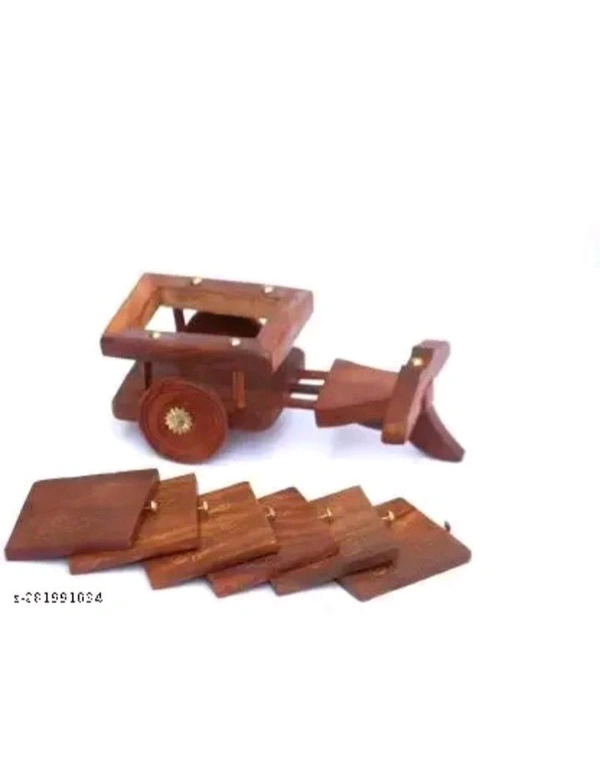 ZA0012 USD $ 10.00 Not Available Name: Wooden Antique Beautiful Wooden Bullock Cart Shaped Tea Coffee Coaster Set - Home Decor Handicrafts rb.gy/r4udly
