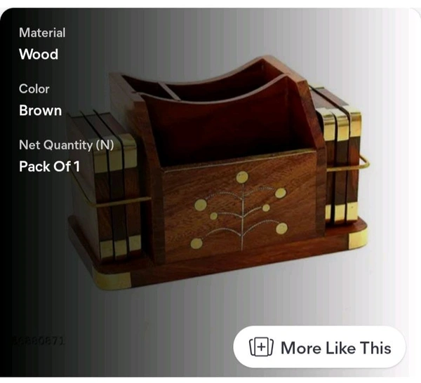ZA0011 USD $ 12.00 Lane No.6, Mahendi Sarai, Saharanpur Importer Information Name: Giftoshopee Handmade Wooden Set of 6 Beer Mug Drink Coasters with Pen Stand Card Holder Desk Organizer (Home/Office) Accessories Table Decor rb.gy/yfwg8v