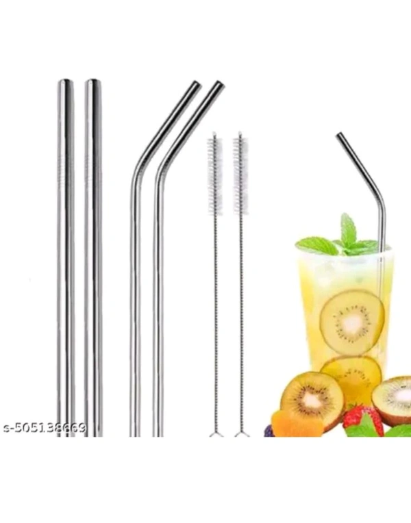 USD$9 SHIVAY ENTERPRISE Name: Warmfinity Stainless Steel Straws with Cleaning Brush for Kids & Adults, Bent Reusablle Metal Straws, Cutlery (Pack of 2 Straight & 2 Bent, 1 Brush) Long Steel Straws for Drinking & Drinks, Silver rb.gy/gusw4x

