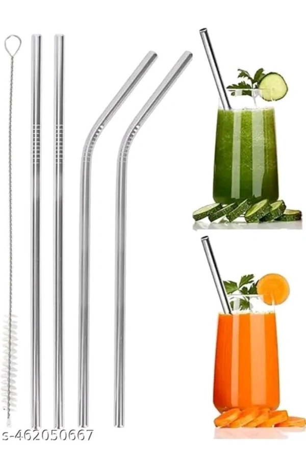 USD$9 Rama Kitchenware ltd Name: Reusable Stainless Steel Straws for Drinking with Brushes 8.5 Inches BPA-Free Metal, Thick, Long (2 Bent + 2 Straight +1 
Brush) rb.gy/s3z8ys