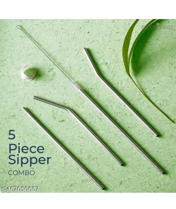 USD$9 Rama Kitchenware ltd Name: Reusable Stainless Steel Straws for Drinking with Brushes 8.5 Inches BPA-Free Metal, Thick, Long (2 Bent + 2 Straight +1 
Brush) rb.gy/s3z8ys