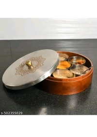 ZA0008 USD $ 22.00 Shri Bankey Bihari Handicrafts Name: Wooden Mandala Spice Box rb.gy/fcw1vk