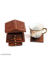 ZA0021  USD $ 11.00 N K CRAFTS Name: N K CRAFTS,Antique Tea Coaster,Wooden Hut Shaped Coaster,Drinking Purpose,Set Of 6 Plates Inside,Dinning Table And Kichen Decor,Home And Office Decor,Tea Serving,(Mango Wood).Gift Purpos rb.gy/apm2yw