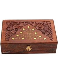 ZA0024 USD $ 11.00 TOUCHWOOD ARTS Name: Handmade Sheesham Wooden Jewellery Box for Women Hand Carved with Intricate Carvings Items - 6 inches (Brown). rb.gy/sps943