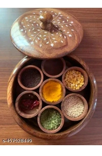 ZA0025 USD $ 16.00 sre sres Name: Crafty city Wooden Handcrafted Spice Box set Sheesham Wood rb.gy/5ympes