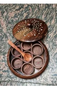 ZA0025 USD $ 16.00 sre sres Name: Crafty city Wooden Handcrafted Spice Box set Sheesham Wood rb.gy/5ympes