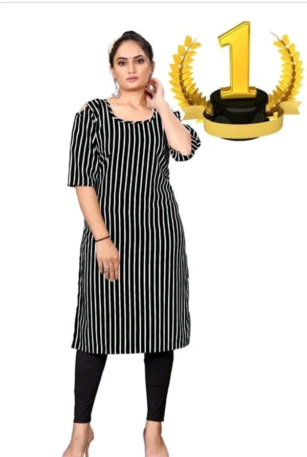ZB0002USD$10 DHANLAXMI SILK MILLS Name: Women Printed Crepe A-line Kurta Fabric: Crepe
Sleeve Length: Three-Quarter SleevePattern: Stripe Combo of: Single
Sizes India rb.gy/cd87ev