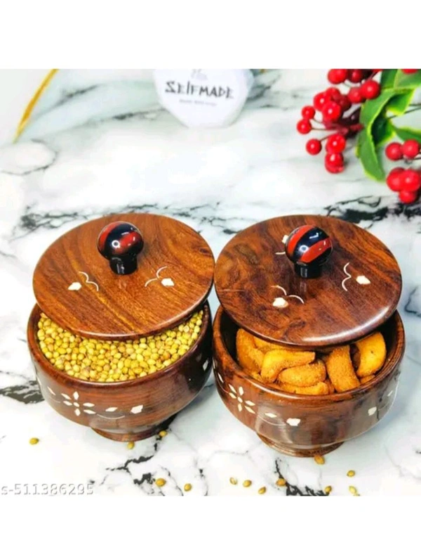 ZA0032 USD $ 14.00 SELFMADE® Name: Handcrafted Wooden Bowl Set with Lids – Premium Rosewood Bowls with Inlay Design – Decorative and Functional Containers for Snacks, Dry Fruits, or Home Décor Set of 2 (4 INCHES) rb.gy/0vljzp