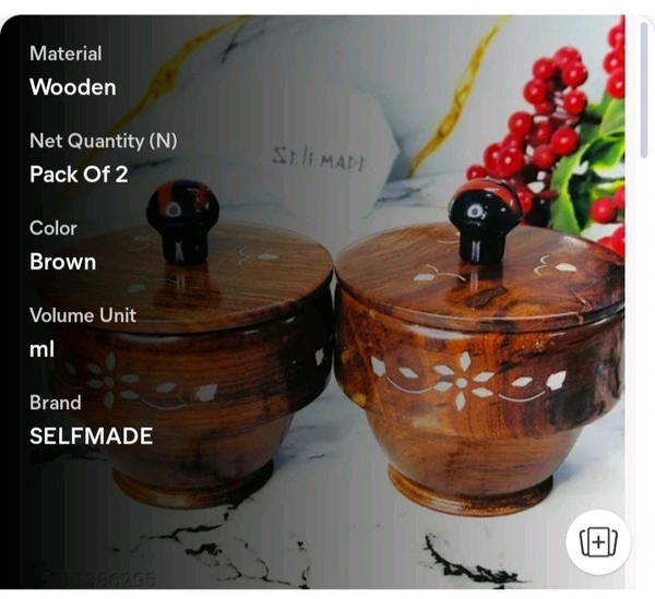 ZA0032 USD $ 14.00 SELFMADE® Name: Handcrafted Wooden Bowl Set with Lids – Premium Rosewood Bowls with Inlay Design – Decorative and Functional Containers for Snacks, Dry Fruits, or Home Décor Set of 2 (4 INCHES) rb.gy/0vljzp