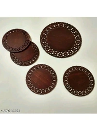 ZA0040 USD $ 11.00 Angel Trading Of Glassware & Handicrafts, Firozabad, UP, India Name: Gojeeva  Wooden Tea Coster (Set of 6)  Dining Table Serving Office, Thick & Absorbent, Non Slippery, Heat Resistant, Eco-Friendly rb.gy/5nhe32