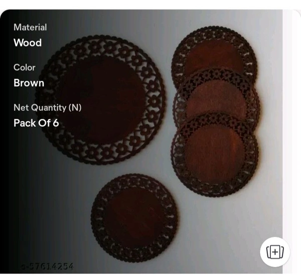 ZA0040 USD $ 11.00 Angel Trading Of Glassware & Handicrafts, Firozabad, UP, India Name: Gojeeva  Wooden Tea Coster (Set of 6)  Dining Table Serving Office, Thick & Absorbent, Non Slippery, Heat Resistant, Eco-Friendly rb.gy/5nhe32