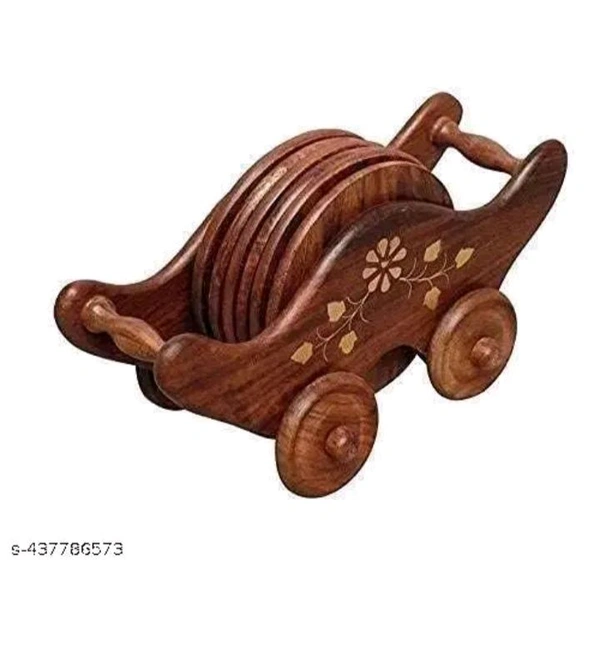 ZA0041 USD $ 11.00 A U ENTERPRISES Name: A U ENTERPRISES Handmade Wooden Tea Coaster Set with Bar and Kitchen Accessory Decor | Brown rb.gy/ohh6s4