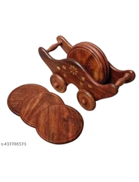 ZA0041 USD $ 11.00 A U ENTERPRISES Name: A U ENTERPRISES Handmade Wooden Tea Coaster Set with Bar and Kitchen Accessory Decor | Brown rb.gy/ohh6s4