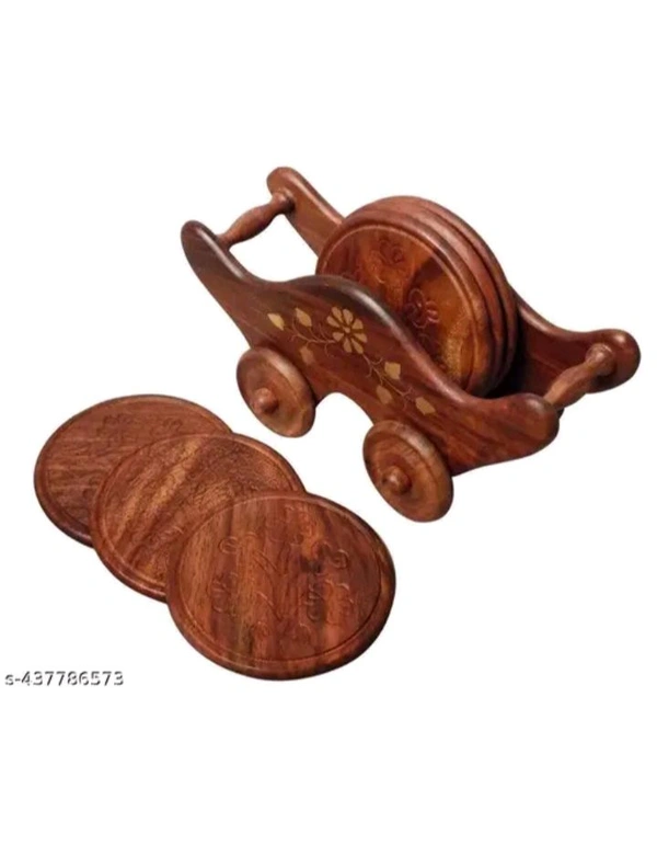ZA0041 USD $ 11.00 A U ENTERPRISES Name: A U ENTERPRISES Handmade Wooden Tea Coaster Set with Bar and Kitchen Accessory Decor | Brown rb.gy/ohh6s4