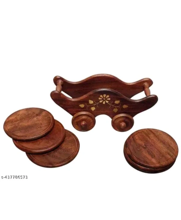 ZA0041 USD $ 11.00 A U ENTERPRISES Name: A U ENTERPRISES Handmade Wooden Tea Coaster Set with Bar and Kitchen Accessory Decor | Brown rb.gy/ohh6s4