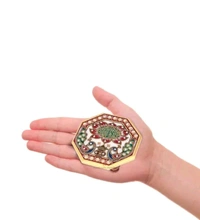 ZA0048 USD $ 12.00  MADHUBAN CREATION Name: Peacock Art Design Marble Pooja Chowki for God | Handcrafted Marble Chowki for Puja Home Mandir, Idols Sitting, Pratima Murti (Pack of 3, Size: 4" x 6" Inch) rb.gy/4jb3fw