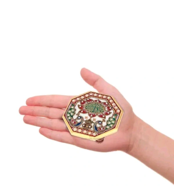 ZA0048 USD $ 12.00  MADHUBAN CREATION Name: Peacock Art Design Marble Pooja Chowki for God | Handcrafted Marble Chowki for Puja Home Mandir, Idols Sitting, Pratima Murti (Pack of 3, Size: 4" x 6" Inch) rb.gy/4jb3fw