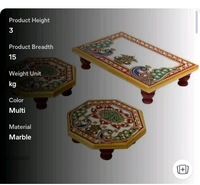 ZA0048 USD $ 12.00  MADHUBAN CREATION Name: Peacock Art Design Marble Pooja Chowki for God | Handcrafted Marble Chowki for Puja Home Mandir, Idols Sitting, Pratima Murti (Pack of 3, Size: 4" x 6" Inch) rb.gy/4jb3fw