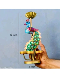 ZA0049 USD $ 18.00 Handicrafy Name: Handicraft Metal Peacock Pair Candle Holder Showpieces