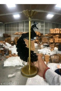 ZA0049 USD $ 18.00 Handicrafy Name: Handicraft Metal Peacock Pair Candle Holder Showpieces