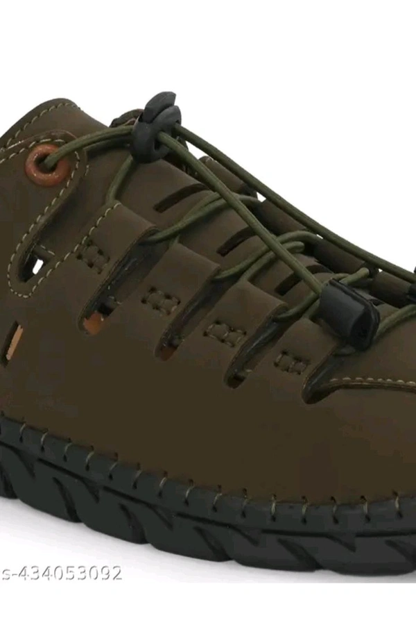 ZA0055 USD $ 20.00 Viaan International-29/5 J, Khasara No. 1054, Kachhi Sarai, Tajganj Agra Uttar Pradesh 282001 Name: Men's Brown Synthetic Leather Outdoor Casual Sandal BCK1090-Olive