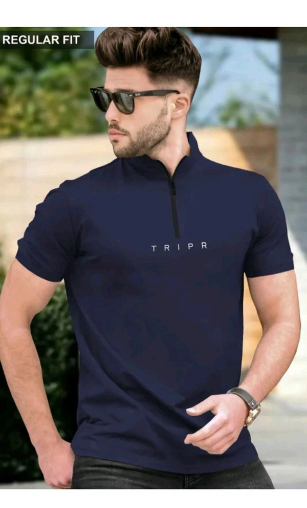 ZA0058 USD $12.00 CHAKRA PRODUCTION.66 MULLAI STREET. LAKSHMINAGR TRIPURA 641602 PRINTED MEN NAVY BLUE T-SHIRT rb.gy/fgqjif