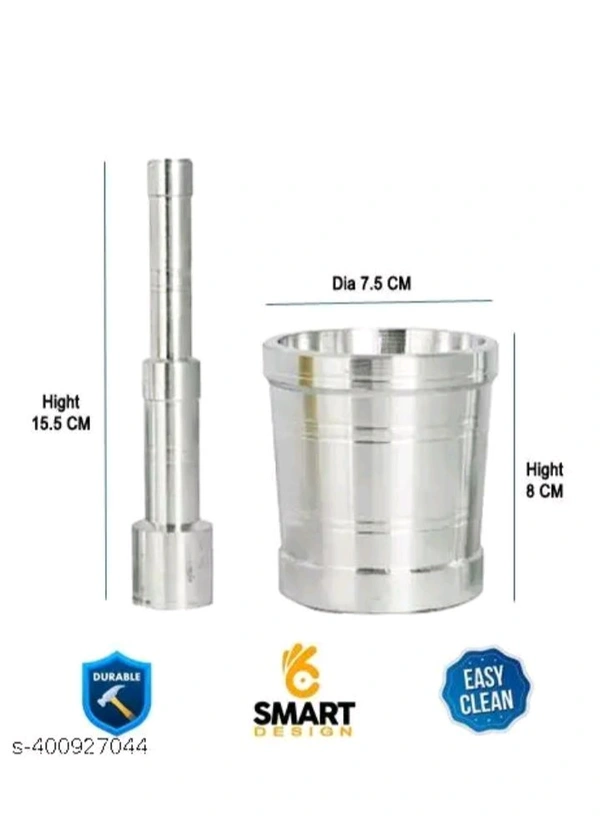ZB0012 USD$12 bhavdeep pvt ltd.Top Quality Store Pure Aluminium Masher High Quality Mortar & Pestle/Imam Dasta/Ohkli Musal/Kharal/Khalbatta/Okhli Masher/masher/ Pestle Aluminium Masher (Pack of 1) /Fancy Mortar and Pestle Set/khalbatta/Aluminum Masher www.meesho.com/s/p/6mp9ac?utm_source=s_cc
