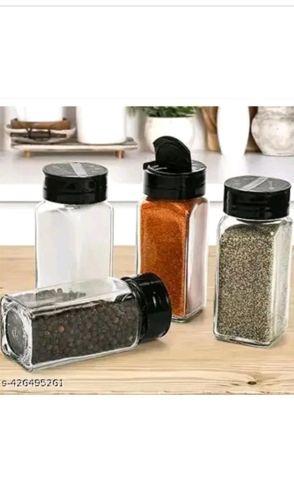 ZB0014 USD$10 Glass Spice Jars. Glass Spice Jars Square Glass Bottles Spice Containers, 90 ml Clear Glass Square Spice Jar with Black Sifter Two Sided Sifter Cap and Freshness Seal Container rb.gy/m2rkuk

