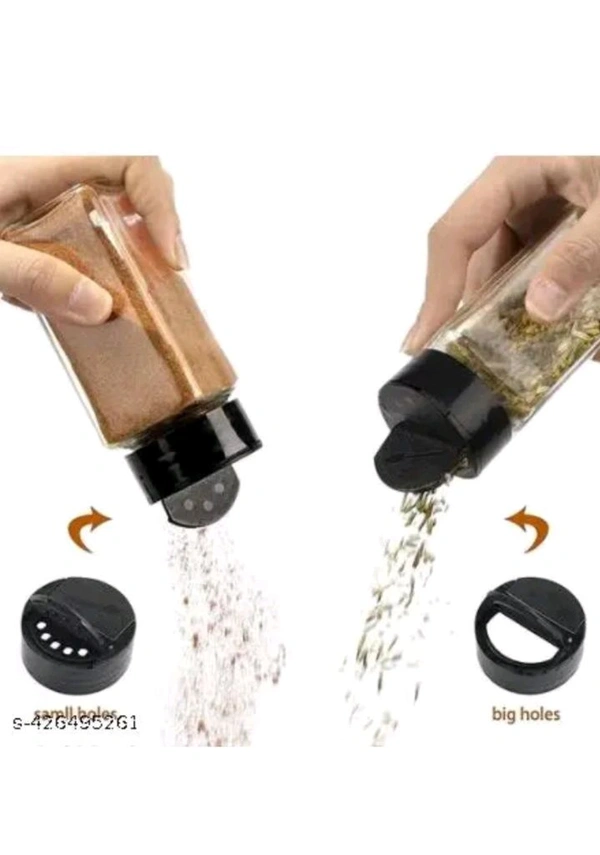ZB0014 USD$10 Glass Spice Jars. Glass Spice Jars Square Glass Bottles Spice Containers, 90 ml Clear Glass Square Spice Jar with Black Sifter Two Sided Sifter Cap and Freshness Seal Container rb.gy/m2rkuk

