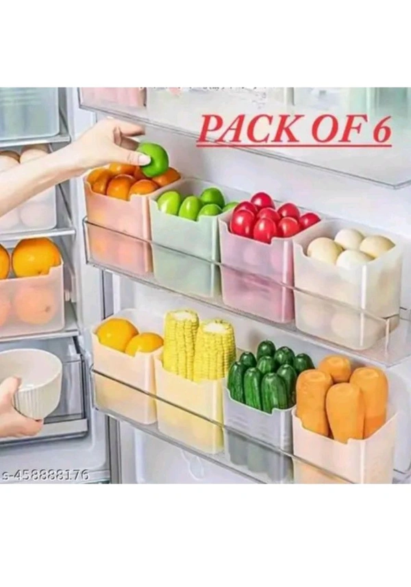 ZB0015 USD$10 kalyan enterprise KITCHFLYENT 6 fridge storage boxes multipurpose containers for storage Space-saving Refrigerator Side Door Organizer for fridge kitchen Fruits, Vegetables Storage Containers- transparent rb.gy/55gdap