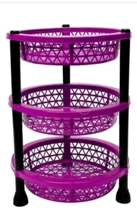 ZB0019 USD$ 11 Authentic Enterprises Rack Plastic 3 Layer Trolley Onion Potato Stand for Kitchen Fruit Vegetable Storage Trolley rb.gy/pdvlsz