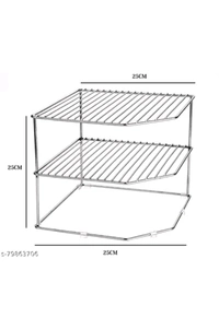 ZB0020 USD$ 12  MADE IN INDIA Somkala Presents Stainless Steel Multipurpose Kitchen Corner Shelf Rack Stand With rb.gy/dz8ov8