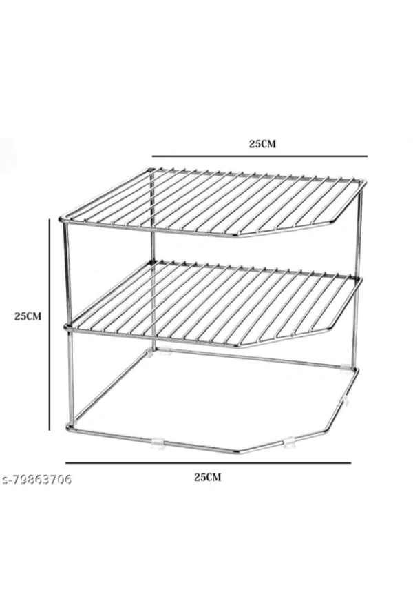 ZB0020 USD$ 12  MADE IN INDIA Somkala Presents Stainless Steel Multipurpose Kitchen Corner Shelf Rack Stand With rb.gy/dz8ov8