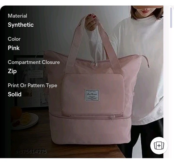 ZA0068 USD $ 14.00 TYUNIK INDIA Name: Large Capacity Foldable Travel Bag Expandable  Bag , Hand Bag for  Women , rb.gy/2ji1kd