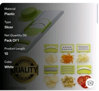 ZA0071 USD $ 11.00 RUDRA ENTERPRISE 9 Name: 6 in 1 Slicer & Grater with Safety Holder & Extra Sharp V Blade, Includes 6 Detachable Slicers, Ripple, Greater Suitable for Onion, Carrot, Tomato, Cucumber, Beat & Vegetable rb.gy/by6wfp