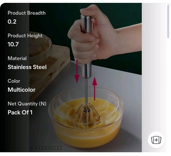 ZA0078 USD $ 10.00 Cuizy Name: Hand Push Rotary Whisk Blender for pastry,cake, pizza, whisker for eggs, cream, frother for milkshake, lassi, buttermilk, soup, coffee Great alternatives to a blender rb.gy/m2avy1
