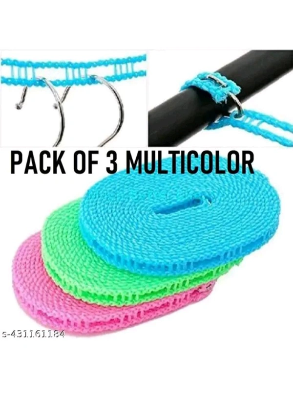 ZA0079 USD $ 10.00 HARE KRISHNA ENTERPRISE Name: SET OF 3 | 5 Meters Windproof Anti-Slip Clothes Washing Line Drying Nylon Rope with Hooks 5 Meter Nylon Clothesline Rope Color May Vary rb.gy/ndnyvg