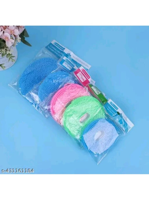 ZA0079 USD $ 10.00 HARE KRISHNA ENTERPRISE Name: SET OF 3 | 5 Meters Windproof Anti-Slip Clothes Washing Line Drying Nylon Rope with Hooks 5 Meter Nylon Clothesline Rope Color May Vary rb.gy/ndnyvg