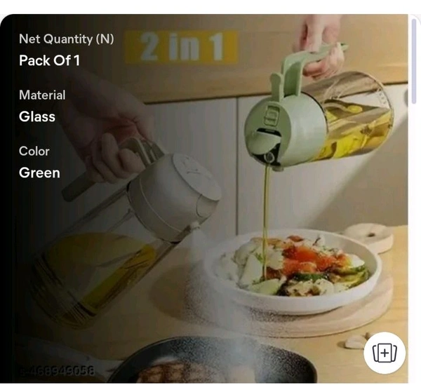 ZA0080 USD $ 11.00 LYUD Name: LYUD 2 in 1 Olive Oil Sprayer and Oil Dispenser Bottle for Kitchen, Plastic & glass Oil Bottle with Premium Nozzle, Oil Sprayer for Aiir Fryer, Salad, Frying, Baking (Multicolour) rb.gy/rdhc4z
