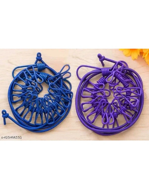 ZA0082 USD $ 11.00 GELEXY ENTERPRISE Name:  Pack Of 2 Multicolor Cloth Rope for Cloth Drying Rope with Hooks Rope for Drying Clothes Hanging Rope with 12 Clips for Clothes Drying Wire for Clothes Drying Clothes Rope for Drying with Hooks Cloth line Rope rb.gy/ei52iu