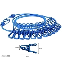 ZA0082 USD $ 11.00 GELEXY ENTERPRISE Name:  Pack Of 2 Multicolor Cloth Rope for Cloth Drying Rope with Hooks Rope for Drying Clothes Hanging Rope with 12 Clips for Clothes Drying Wire for Clothes Drying Clothes Rope for Drying with Hooks Cloth line Rope rb.gy/ei52iu
